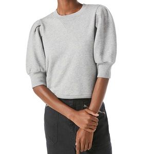 FRAME shirred short sleeve puff sweatshirt gray size small